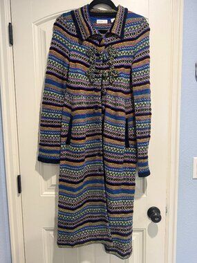 Sleeping on Snow Anthropologie Fair Isle Knit Sweater Coat Cardigan Sz S/P